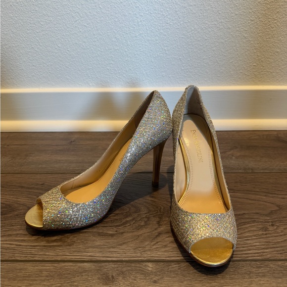 Enzo Angiolini Glittering Gold Silver Heels - Picture 3 of 16
